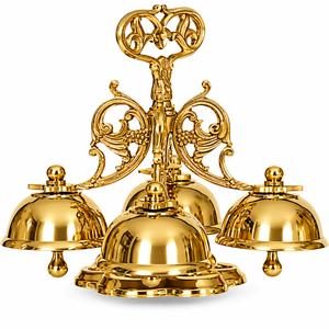 Campana de Mano Ornamentada de Latón Dorado con Mango de Madera y Diseño Floral Grabado para Ceremonias Religiosas y Eventos Especiales - Product Image 6