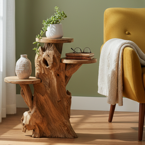 ARTERRA Présentoir Artisanal Haut de Gamme en Bois pour Décoration Intérieure et Extérieure, Idéal pour Diwali, en Racine de Teck Biologique, Style Rustique et Artisanat Artisanal - Product Image 4