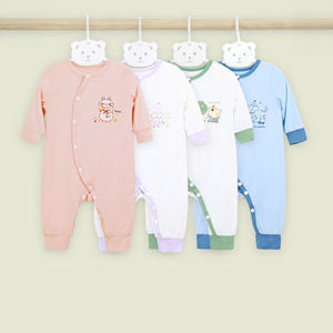 Mameluco para Bebé con Estampado de Dibujos Animados, Manga Larga, Botones Laterales, Tejido de Bambú y Spandex, Suave, Unisex - Product Image 4