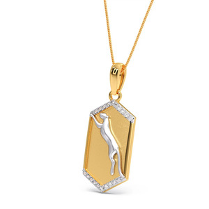 Collar con colgante de oro con motivo de pantera saltando y diamantes - Product Image 2