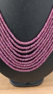 Natural Pink Sapphire AAA+ Quality 9-Layer Multi-Strand <b>Necklace</b> 35.5 mm Faceted Rondelle Beads 24-Inch <b>Long</b> South Africa - Product Image 3