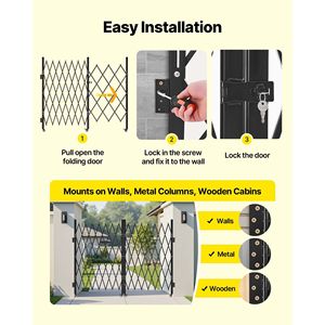 Cancello di Sicurezza Pieghevole Doppio con Design a Forbice Bloccabile, Ruote Girevoli a 360 Gradi, Barriera Esterna Retrattile in Acciaio - Product Image 5