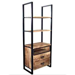 Estante de Almacenamiento Multiusos de Alta Calidad, Moderno, de Hierro con Recubrimiento de Polvo Negro Mate y Madera Sólida, Duradero, para Oficina en Casa - Product Image 1