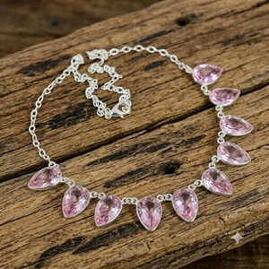 จี้รูปหยดน้ำพลอยแซฟไฟร์สีชมพูสุดหรู เงินแท้ 925 งานแฮนด์เมด - Product Image 6