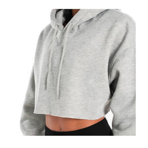 Women's Winter Stylish <b>Oversized</b> Custom Logo Front Printing Long Sleeve Zipper <b>Hoodie</b> Sweatshirts Crop Top - Product Image 2