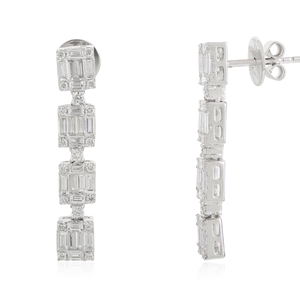 18K White Gold Pave <b>Diamond</b> <b>Dangle</b> <b>Earrings</b> for Wedding & Party - Product Image 6