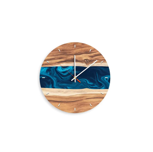 <b>Electric</b> Quartz Analog Resin Wood Round Wall <b>Clock</b> with Silent Needle Display Hygrometer Modern Design Hanging for Living Room - Product Image 1