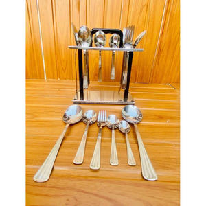 Juego de Cubiertos de Acero Inoxidable, Juego de Cubiertos de Plata con Pulido Espejo de 6 Piezas, Aptos para Contacto con Alimentos, Cubiertos Elegantes para Suministros de Restaurante - Product Image 2