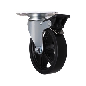 Roue pivotante en caoutchouc de 4 pouces avec frein pour meubles et équipements - Product Image 1