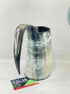 Tasses en corne viking sculptées à la main, corne d'animal véritable, écologiques, mug à boire nautique poli, taille L, cadeau d'affaires moderne par FWE - Product Image 3