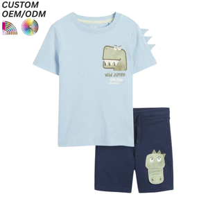 Conjunto de Ropa Casual de Verano para Niños, 100% Algodón, Estampado Animal, Camiseta y Pantalones Cortos, Soporte OEM ODM para Fabricación al por Mayor - Product Image 6