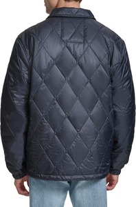 Men's Quilted Jacket Solid Color Turn-down Collar Button Closure Polyester Wadding Casual Autumn Wear Regular Fit - Product Image 3
