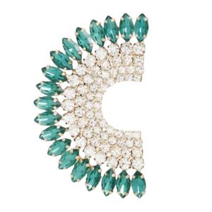 Boucles d'oreilles lumineuses en cristal vert semi-circulaire pour femmes, bijoux élégants, accessoires de fête, cadeau tendance - Product Image 2
