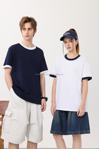 Camiseta de algodón con estampado de timbre para hombre y mujer, camisetas de cuello redondo con bloqueo de Color a la moda, diseño personalizado, material de algodón 100% - Product Image 3