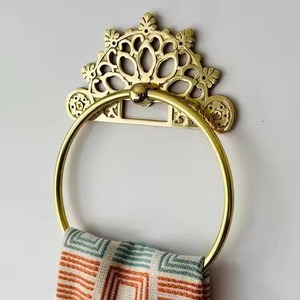 Antique Style Metal Towel Ring Circular Wall Mounted Rust Resistant Bathroom Storage Holder Single Tier Vintage Design - Product Image 2
