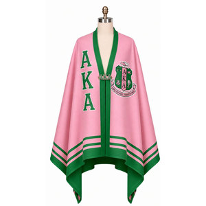 Alpha Kapa Alpha Pink Green <b>Cape</b> With Crest And 1908 Logo Long <b>Women's</b> All Seasons Wear - Product Image 2