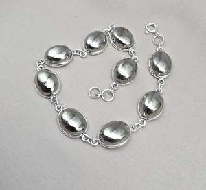 Bracelet de luxe fait main en argent sterling plaqué or avec pyrite, maillons ovales minimalistes, sans nickel, pour femme, vente en gros OEM - Product Image 2