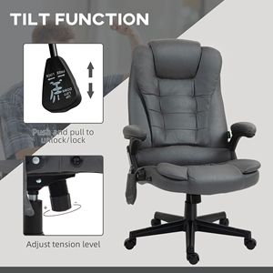 Sedia da Ufficio Ergonomica Grigio Scuro con Massaggio a 6 Punti, Schienale Alto Reclinabile con Base in Alluminio Riscaldata per Home Office - Product Image 6