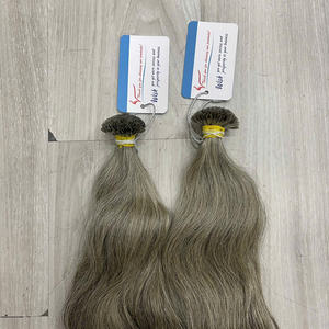 Extensiones de cabello humano vietnamita 100% al por mayor, color gris, con punta K, súper sedosas y suaves, sin desprendimiento ni enredos. - Product Image 5