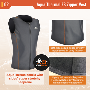Gilet thermique Aropec Aqua en polaire à fermeture éclair frontale, haut sans manches en néoprène super extensible pour la plongée et le surf OEM/ODM - Product Image 3