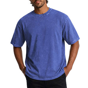 Camiseta de algodón oversize para hombre, transpirable, estilo vintage, lavado ácido, de alto gramaje, proveedor de ropa urbana. - Product Image 5