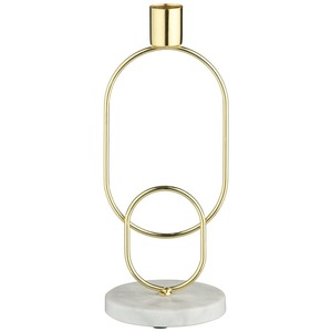 Porte-bougie en pierre de travertin de luxe avec métal doré, support de bougie décoratif moderne, élégant, fait main, décoration contemporaine pour la maison - Product Image 2