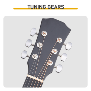 Guitarra Acústica Negra Mate de 41 Pulgadas con Cuerdas, Púa, Capo, Afinador en Forma de Barril Dreadnought, Llave y Funda de Transporte Incluidos - Product Image 5