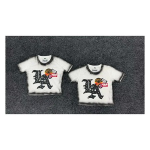 Camiseta Corta de Manga Corta con Cuello Redondo para Hombre Nomadic, con Estampado de Letras LA, Ribete en Contraste, Estilo Casual, Corte Regular, Tejido Jersey - Product Image 1