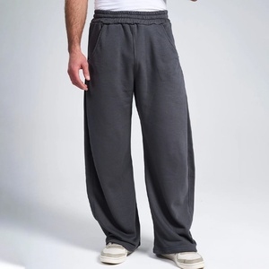 Pantalon de jogging unisexe en coton doux de haute qualité, coupe décontractée, jambe large, taille élastique avec poche latérale, style oversize - Product Image 2