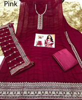 Hint Modası Sade Doğal Kadınlar İçin Uzun Ağır Fileli Anarkali İşlemeli Kurti Elbise Dupatta Düğün Parti Kıyafeti