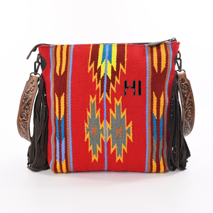 Bolso bandolera de cuero con pelo de vaca |   Bolso con flecos de girasol hecho a mano |   Bolso de Hombro Estilo Bohemio Occidental - Product Image 4