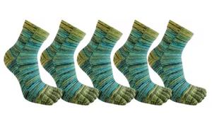 Chaussettes de sport montantes pour hommes à cinq doigts, rayées, en coton respirant, anti-odeur, tricotées, avec logo, pour l'été - Product Image 4