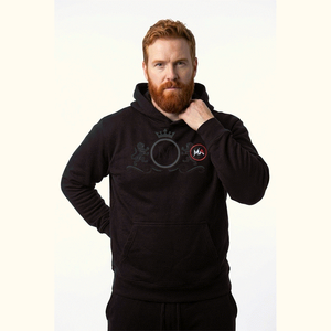 Sudadera con Capucha Negra para Hombre, Corte Regular, Tejido de Algodón, Estilo Casual, Logotipo Estampado en la Parte Delantera, Estilo Otoñal - Product Image 1