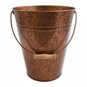Pot de fleurs en métal bleu avec poignée, design rustique pour la décoration intérieure des plantes vertes, seaux vintage - Product Image 6