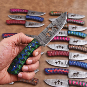 Trend Blades TB-3603 Lot de 20 couteaux en acier Damas avec manches colorés et étui en cuir pour le camping et la randonnée en plein air - Product Image 4
