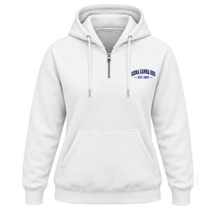 Sigma Gamma Rho <b>Women's</b> University Half <b>Zip</b> <b>Hoodie</b> <b>White</b> Greek Sorority Graphic Pullover Casual Campus Fashion Custom Streetwear - Product Image 1