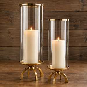 Luxury Gold Glass Hurricane <b>Candle</b> Holder <b>Set</b> for Home Decor and Wedding Table Centerpiece - Product Image 1