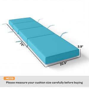 Cuscino per Chaise Longue da Esterno Blu 53x183 cm, Spessore 10 cm con Lacci per Mobili da Giardino - Product Image 3