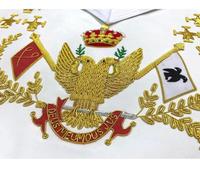 Tablier de regalia maçonnique en feutre non tissé, avec bordure en fils d'or brodée à la main de luxe, épingle de sûreté, taille personnalisée, logo hautement brodé