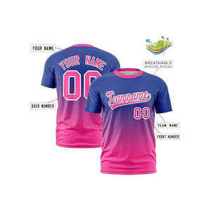 Custom Sublimated Sports Jersey Crew Neck Short Sleeve Gradient Color OEM Team Name Print Quick Dry 100% Polyester Unisex - Product Image 3