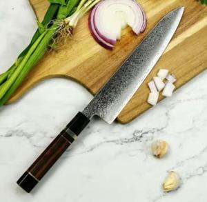 Handmade Damascus Steel Chef <b>Knife</b> <b>Sharp</b> Blade Wood Handle Non-Stick Coating Dishwasher Safe for Daily Kitchen Use - Product Image 4
