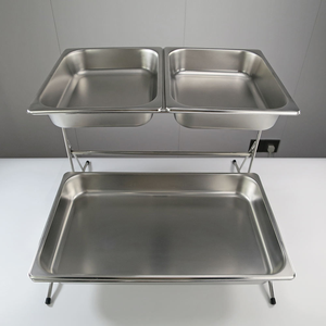 Support de présentation alimentaire en acier inoxydable de qualité supérieure, séparateur pour buffet d'hôtel, présentoir à desserts et gâteaux, étagère alimentaire à double niveau - Product Image 1
