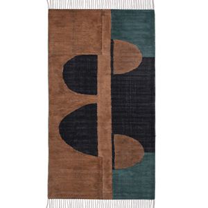 Handcrafted Cotton Bohemian Washable <b>Anti</b>-<b>Slip</b> Eco-Friendly Pet Friendly Thin Block Print Flat Weave Floor <b>Mat</b> NYKO MART Living - Product Image 1