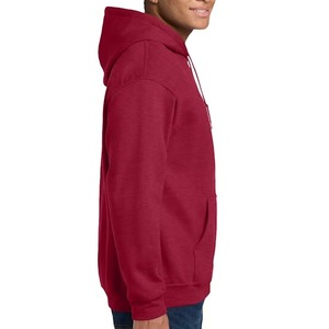 Sweat-shirt à capuche en molleton uni pour homme, coupe classique, décontracté, pour l'automne, 100% coton tricoté, manches longues, rouge - Product Image 3