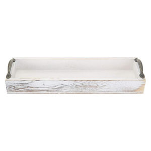 Elegante bandeja rectangular de madera de mango con asas de metal Bandeja larga de madera multiusos para la decoración del hogar del hotel y servir al por mayor - Product Image 1