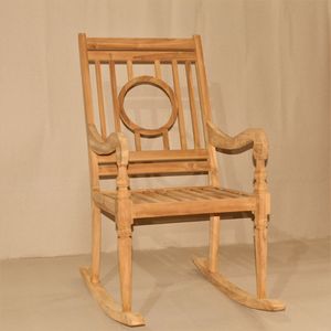 Fauteuil à bascule grand format en teck massif pour l'extérieur - Product Image 4