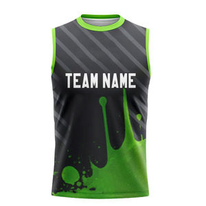 ชุดเสื้อกีฬาแขนกุดผู้ชายแบบปรับแต่งได้ พิมพ์ลายแบบ Sublimation แห้งเร็ว ผลิตจากโพลีเอสเตอร์ผสมสแปนเด็กซ์ ชุดทีม สีเขียวดำ สำหรับฤดูร้อน - Product Image 3