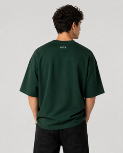 T-shirt Homme Rits Oversize Marron Manches Courtes Col Rond Coton Éponge Décontracté Imprimé Lettres Logo Avant/Arrière Style Urbain - Product Image 5