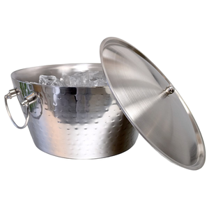 Cubo de hielo de lujo hecho a mano, enfriador de cerveza y vino con asas de cuero, acabado plateado vintage, cubos de hielo metálicos para fiestas - Product Image 3