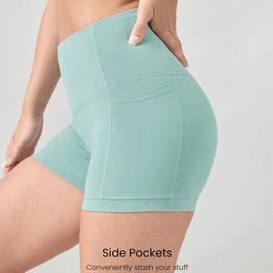 Shorts de yoga taille haute pour femmes, à maintien élevé, extensibles et sculptants, personnalisables pour le branding et la distribution - Product Image 3